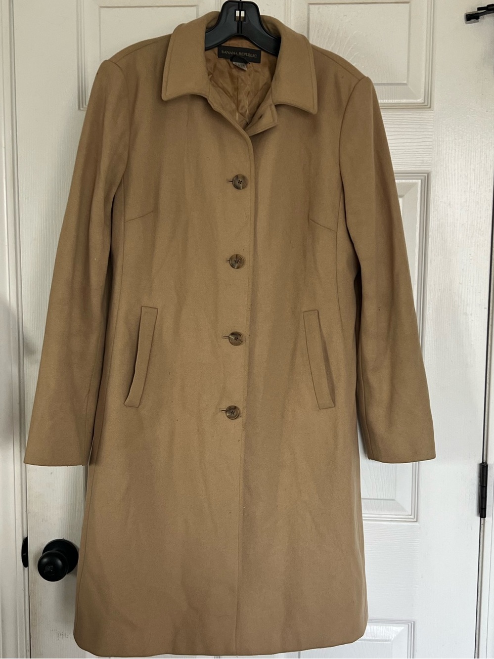VTG Banana Republic Camel Tan Wool Blend Overcoat Jacket Y2K Classic S M